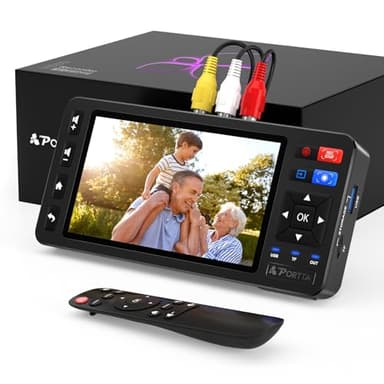 Portta VD20P VHS to Digital Converter with 5" HD Screen, Video Capture Recorder Convert to MP4 Compatible with VHS, VCR, DVR, DVD, Hi8, Mini DV, Gaming Console (VCR/VHS/DVD Player/Camcorder Required)