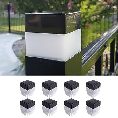 FTCIY Solar LED 2In x 2In(5cm x 5cm) Fence Post Cap for Wrought Iron and Aluminum or Garden, Solar Fence Lights - 8 Pack (Warm Light)