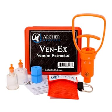 Archer MedTech Ven-Ex Snake Bite Kit & Bee Sting Kit – Portable Venom Extractor for Humans and Dogs with Tourniquet, Bonus CPR Face Shield, Outdoor First Aid for Hiking, Camping & Backpacking