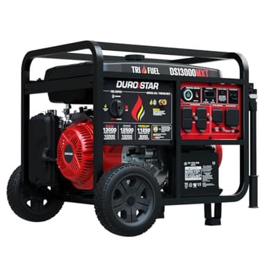 DuroStar DS13000MXT 13,000-Watt 500cc Tri Fuel Portable Generator - Gas, Propane & Natural Gas, Remote Electric Start, Whole Home Power Backup, Transfer Switch Ready, RV & Emergency Ready