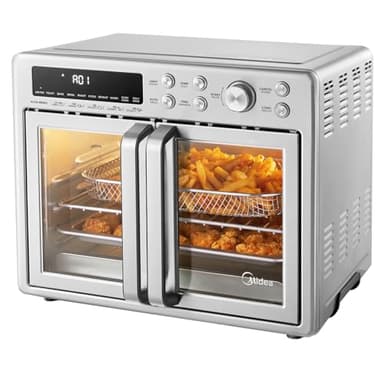 Midea Flexify French Door Toaster Oven Air Fryer Combo, 26.4 QT, Extra Large Air Fryer Countertop Oven 10-in-1 Combo, 25% Faster Cooking and 90% Less Oil, Stainless Steel