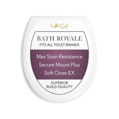 Bath Royale Soft Close Toilet Seat Round with Lid BR500-00 White, Comfortable, Durable, Sturdy, Stain-Resistant and Easy to Clean, Fits All Toilet Brands, Executive Series
