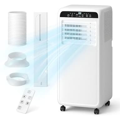 Erivess 8,000 BTU Portable Air Conditioner, 3 in 1 AC Unit with Built-in Cool, Dehumidifier & Fan Modes for Room up to 400sq.ft, with Remote Control, 24 Hour Timer, Installation Kits