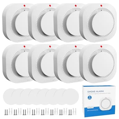 WARROXIDE Smoke Detectors for Home,Photoelectric Wireless Fire Alarms Replaceable Battery Powered,Portable Smoke Alarm with Test/Mute Button,Attic Smoke Detector,8 Pcs