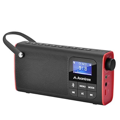 Avantree SP850 – Portable 3-in-1 FM Radio with Bluetooth Speaker & SD Card MP3 Player – Rechargeable Mini Radio with LED Display & Headphone Jack, Pocket Size with Handheld