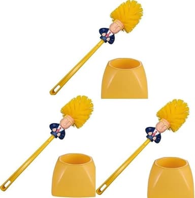 3 Set Trump Toilet Brush with Holder，Make Toilet Clean agin Trump Toilet Brush， Funny Toilet Brush，Gifts for Anti Trump
