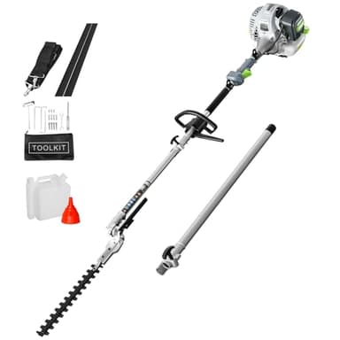 36CC Gas Hedge Trimmer, 2-Stroke Pole Hedge Trimmer with 27.5Inch Cutter Bar, Double Reciprocating Blades, 270° Rotatable Cutting Head, Hedge Trimmer Gas Powered for Bushes, Hedges and Garden Trimming