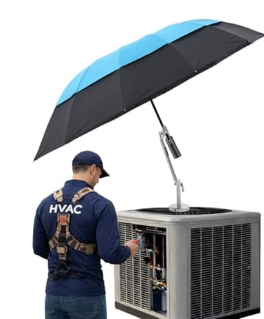 FLYKEY 60" Magnetic Umbrella with Base for HVAC – Portable Sun & Rain Protection Folding Umbrella for Outdoor Work – Ideal for Roof Repairs, Vehicle Maintenance, Stay Cool & Dry -Blue