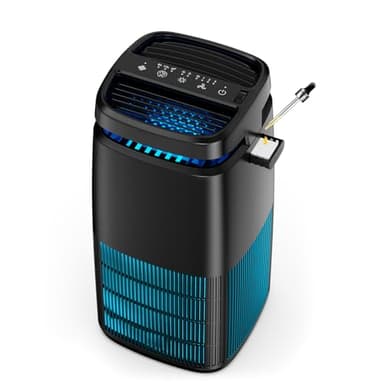 POMORON 4-in-1 Air Purifiers for Home, Air Ionizer Negative Ion Generator, True H13 Filter, UV, Covers 1250 Ft² 99.97% Removal Rate for Pollen Smoke Pet Dander Air Cleaner for Bedroom, MJ002H, Black