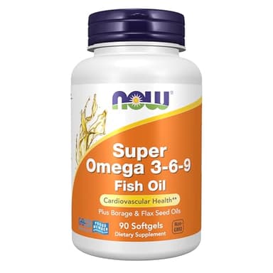 NOW Supplements, Super Omega 3-6-9 1200 mg with a blend of Fish, Borage and Flax Seed Oils, 90 Softgels