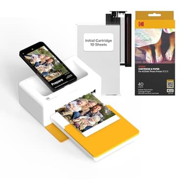 KODAK Dock Plus 4PASS Instant Photo Printer, 4x6” Portable Picture Printer, Bluetooth & Dock 2-in-1 Home and Gift Printer for iPhone & Android, 50 Sheets Bundle