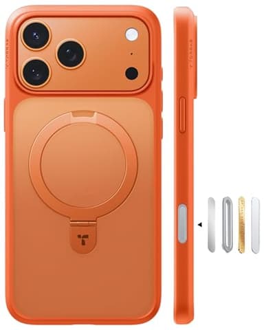 TORRAS for iPhone 17 Pro Case with Stand, Fit for MagSafe, 4X Military Drop Protection, Camera Control Button, Slim Soft Edge Phone Case for iPhone 17 Pro, Translucent Matte Cover 6.3", Cosmic Orange