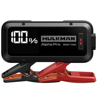 Hulkman Alpha Pro 2000A Jump Starter, 74Wh High-Capacity Car Battery Jump Starter, PD65W Fast Charging in & Out, 3.3" Smart Display Jump Box, 12V Jump Pack for 8.5L Gas/6.0L Diesel, Solid Black