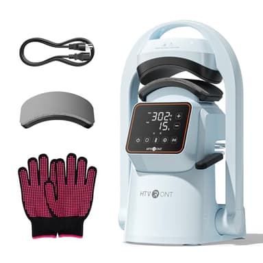 HTVRONT Auto Hat Press Machine - Hat Heat Press Machine with Precise Temp&Timer Control, Hat Heat Press Machine for Caps with 2 Platens, Compatible with DTF Film, Embroidery, Sublimation (Blue)