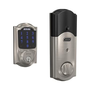Schlage Connect Smart Deadbolt Lock with Touchscreen Keypad, Keyless Front Door Entry, Z-Wave Plus Compatible, Satin Nickel, BE469ZP CAM 619