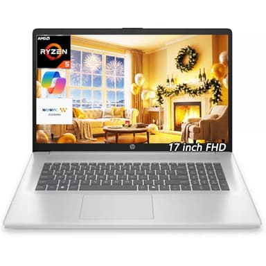 HP 17.3" FHD Business Laptop, AMD Ryzen 7430U(6 cores, 4.3GHz), AMD Radeon Graphics, 8GB RAM, 512GB SSD, AI Copilot Key, USB Type-C, Wi-Fi 6, Windows 11 Home, WOWPC USB, no Mouse