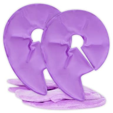 Arctic Flex Breast Ice Packs (2 PCS)- Hot & Cold Therapy, Surgery Recovery Supplies - Heating & Cooling Gel Pad for Breastfeeding, Engorgement, Mastitis Relief, Sore Nipples, Lactation (Purple)