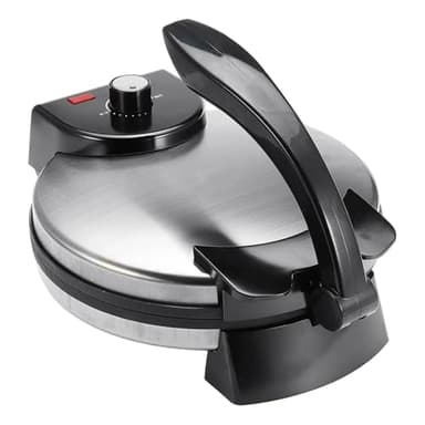Electric Tortilla Maker Press, 12 Inch Non-Stick Roti Maker with Adjustable Temperature Control, Stainless Steel Kitchen Accessory for Chapati, Flatbread & Pizza Dough