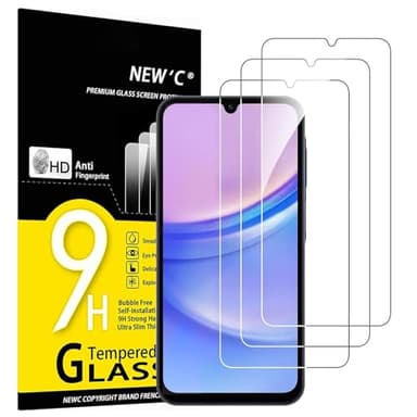 NEW'C 3 Pack Designed for Samsung Galaxy A15 5G/4G Screen Protector Tempered Glass,Case Friendly Scratch-proof, Bubble Free, Ultra Resistant
