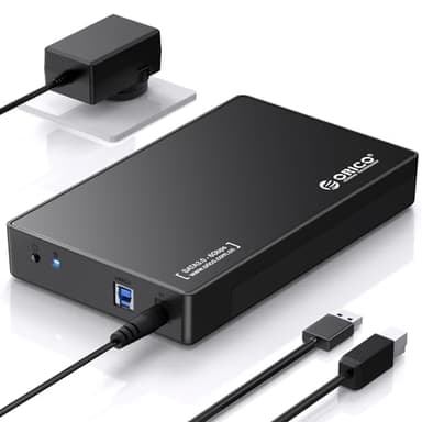 ORICO USB 3.0 External Hard Drive Enclosure for 3.5/2.5 Inch SATA Hard Drives/SSD Up to 20 TB, 3.5'' Tool-Free HDD Enclosure with 12V/2A Power Supply and UASP Acceleration (3588US3)