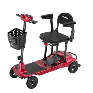 Mobility Scooters for Adults & Seniors - Ultra Lightweight 27.5 lbs Carbon Fiber Folding Electric Scooter - Airlines Approved All-Terrain Portable Scooter with Basket and Charger Included-Red