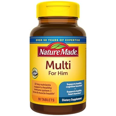 Nature Made Multivitamin for Him, Mens Multivitamins with No Iron, Daily Nutritional Support, Nature Made Multi Mens Vitamins & Minerals, 90 Tablets, 90 Day Supply