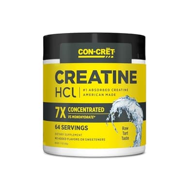 CON-CRET Creatine HCl Powder | Muscle, Cognitive, Cellular Energy Support | No Bloating or Cramps | USA Made & NSF Certified | Unflavored (64 Serving)