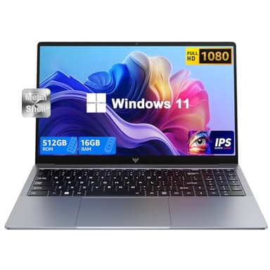 2026 Laptop with Windows 11, Intel Quad-Core Processor (up to 3.6GHZ)16GB DDR4 RAM 512GB SSD,15.6 Inch FHD IPS Display, Metal Body,5000mAh Battery,USB3.2,Portable Laptops Computer for Business Office