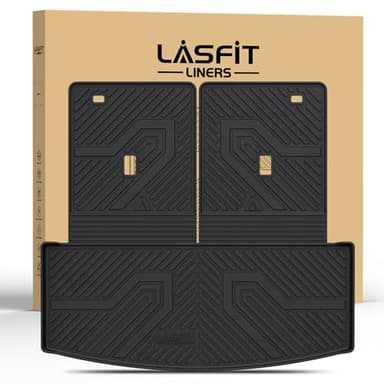 LASFIT Cargo Mat for Ford Explorer 2020-2025 2026 Trunk & Backrest Liner, Custom Fit All Weather Protector Split Design Easy Installation Trunk with Seatback Mat Accessories, 1pc Black