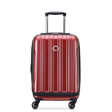 Delsey Luggage Helium Aero, International Carry On Luggage, 19", Front Pocket Hard Case Spinner Suitcase, Brick Red