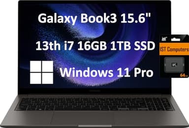 SAMSUNG Galaxy Book3 15.6" Business Laptop, 15.6" FHD, Intel 13th 10-Core i7-1355U, 16GB RAM, 1TB PCIe SSD, 12-Hour Long Battery Life, Wi-Fi 6E, Webcam, NP754XFG, Windows 11 Pro