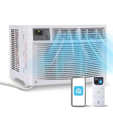 Window Air Conditioner, 12000 BTU for Rooms up to 550 Sq. Ft.- WiFi Enabled, Maintains Window View & Natural Light, 5 Modes, Ultra Quiet, Energy Savings, Easy Install, White