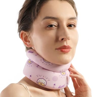 Velpeau Fashion Neck Brace for Sleeping -Soft Cervical Collar for Snooze, Anti Snoring, Sleep Apnea, Foam Wraps Keep Vertebrae Stable Relief Pain and Support for Women & Men (Pink, M: 11.5-14 inch)