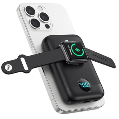 Magnetic Portable Charger with Apple-Watch Charger,10800mAh 25W PD Fast Charging Wireless Power Bank,4 Outputs Travel Essential for Magsafe Battery Pack Compatible with iPhone 17/16/15/14/13/12 Series