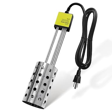 GESAIL 1000W Electric Immersion Heater, Bucket Water Heater with 304 Stainless-Steel Guard, Submersible Bucket Heater with Thermostat and Auto Shutoff, Heats 5 Gallons Water in Minutes
