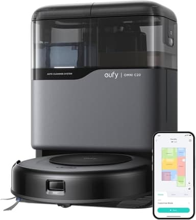 eufy Robot Vacuum Omni C20, Robot Vacuum and Mop Combo, Self Emptying, Auto Mop Washing and Auto Drying for Hands-Free Cleaning, 7000 Pa Powerful Suction (Renewed Acceptable)