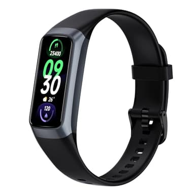 Fitness Tracker Activity Tracker Smart Watch 1.10''AMOLED Touch Color Screen,Smart Watch with 24/7 Blood Oxygen Heart Rate,Sleep Monitor,IP68 Waterproof,Step Counter Health for Women Men (Black)