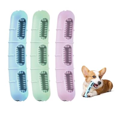 Bite and Brush Dog Chew Toys【New & Improved】3-Pack Dental Chew Toy with Bristles for Teeth Cleaning, Tough Interactive Dog Toys to Keep Them Busy,Small Dog Toys for Puppy Teething &Training
