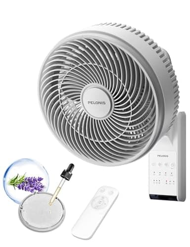 PELONIS 14 inch Wall Mount Fan with Remote Control, Osicllating Fan with 26ft Powerful Airflow, 3 Speed & 3 Modes, Auto 90° Horizontal & 68° Vertical Tilt, Indoor, 36dB, Ideal for Home, Garage, Gym