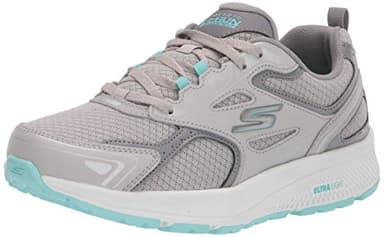 Skechers Women's Go Run Consistent Sneaker, Gray/Turquoise, 8.5 Wide