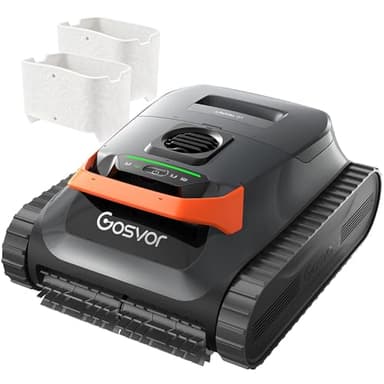 Gosvor LiteVac G1 Pool Vacuum, with Extra 3 Micron Fine-Filters 2 Pack, Wall & Waterline & Platform Cleaning, 15.2 lbs Ultra-Lightweight, Up to 200-Min Runtime, Smart Navigation & App, Gray-Orange