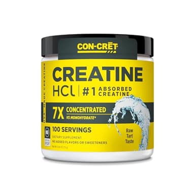 CON-CRET Creatine HCl Powder | Muscle, Cognitive, Cellular Energy Support | No Bloating or Cramps | USA Made & NSF Certified | Unflavored (100 Serving)