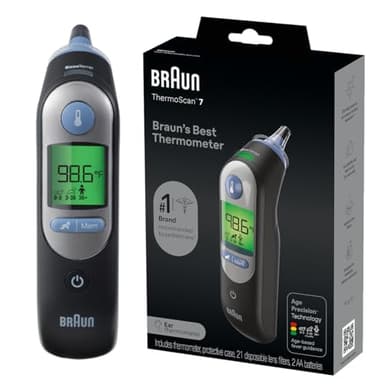 Braun ThermoScan 7 Digital Ear Thermometer for Adults, Babies & Infants, Age-Adjusted Fever Guidance, No. 1 Brand Recommended by Pediatricians
