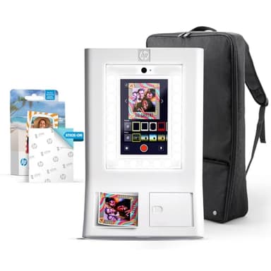 HP Sprocket Photo Booth Machine Instant Color Photo Printer (White) Starter Bundle + Zink Paper (110 Sheets) + Padded Carrying Case
