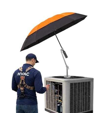 FLYKEY 60" Magnetic Umbrella with Base for HVAC – Portable Sun & Rain Protection Folding Umbrella for Outdoor Work – Ideal for Roof Repairs, Vehicle Maintenance, Stay Cool & Dry -Orange