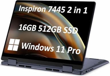 Dell Inspiron 14 7445 7440 2-in-1 Laptop, 14" FHD+ Touchscreen, AMD Ryzen 5 8640HS, 16GB DDR5 RAM, 512GB SSD, AI Copilot for Creators, Designers & Students, Backlit Keyboard, Windows 11 Pro