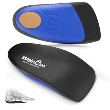 Plantar Fasciitis Inserts for Heel Pain - (FSA HSA Eligible) Welnove Arch Support Heel Cushions Insoles for Heel Spur, Achilles Tendon, Heel Cups for Most Shoes, Women's 6-9, Men's 5-8