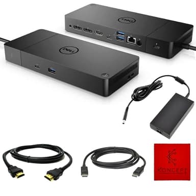 Dell WD19TBS Thunderbolt Dock - USB C Docking Station Dual Monitor with 180W AC Adap TER, HDMI Cable, DisplayPort Cable & Cleaning Cloth - Laptop & Computer Docking Station (Renewed)