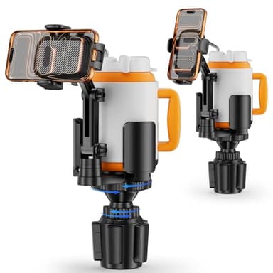 Phone Holders for Your Car, 2 in 1 Cup Holder Phone Mount with Expander, Secure Hold, Adjustable Base and Long Arm with 360°Rotation Car Phone Holder for 4-7‘’ devices and Up to 5.31'' Most Bottles