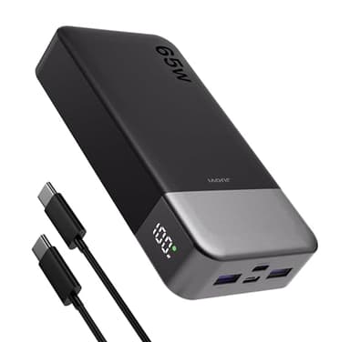 JUOVI Power Bank 65W 20000mAh Laptop Portable Charger, PD QC Fast Charging with 4 USB Ports, External Battery Pack for MacBook iPad Tablet iPhone Samsung Steam Deck and More
